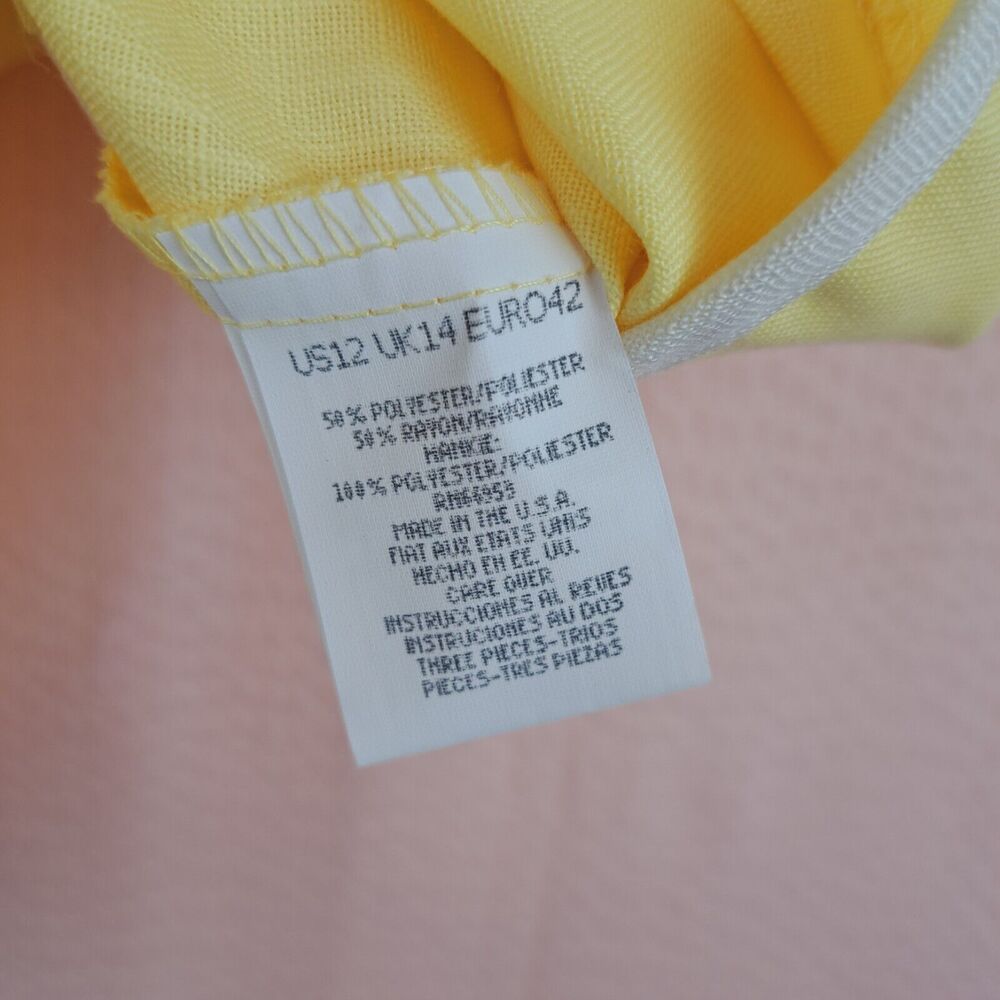 Vintage Lady Leslie By Leslie Fay Yellow Short Sleeve Blazer Size 12 USA - Picture 8 of 11